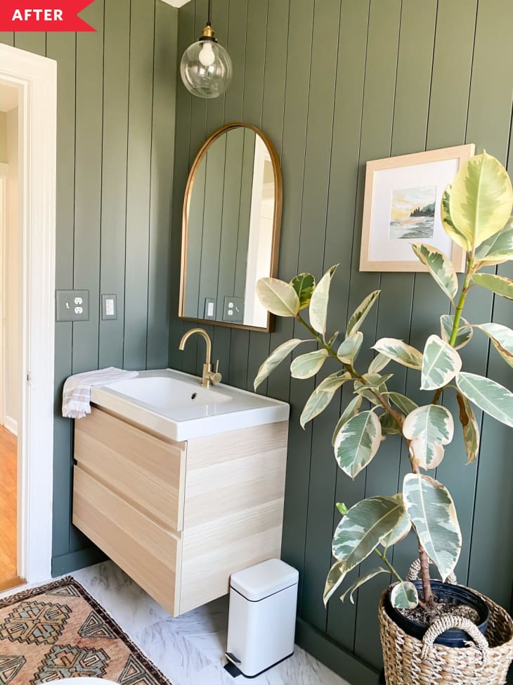 Green and Wood Bathroom Redo - Before and After Photos | Apartment Therapy